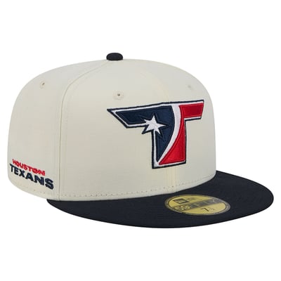 Houston Texans New Era Deceptor 59FIFTY Fitted Hat - Cream/Navy