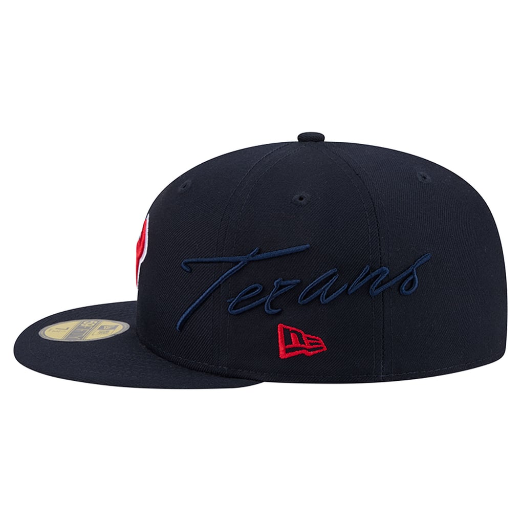 Houston Texans New Era Side Script 59FIFTY Fitted Hat - Navy