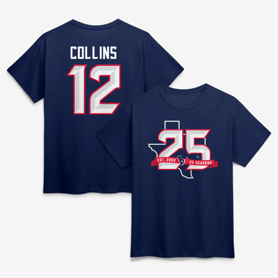Nico Collins Houston Texans 25th Season Player Name & Number T-Shirt - Navy