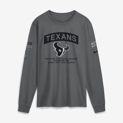  Houston Texans Nike 2026 Salute to Service Long Sleeve T-Shirt - Gray