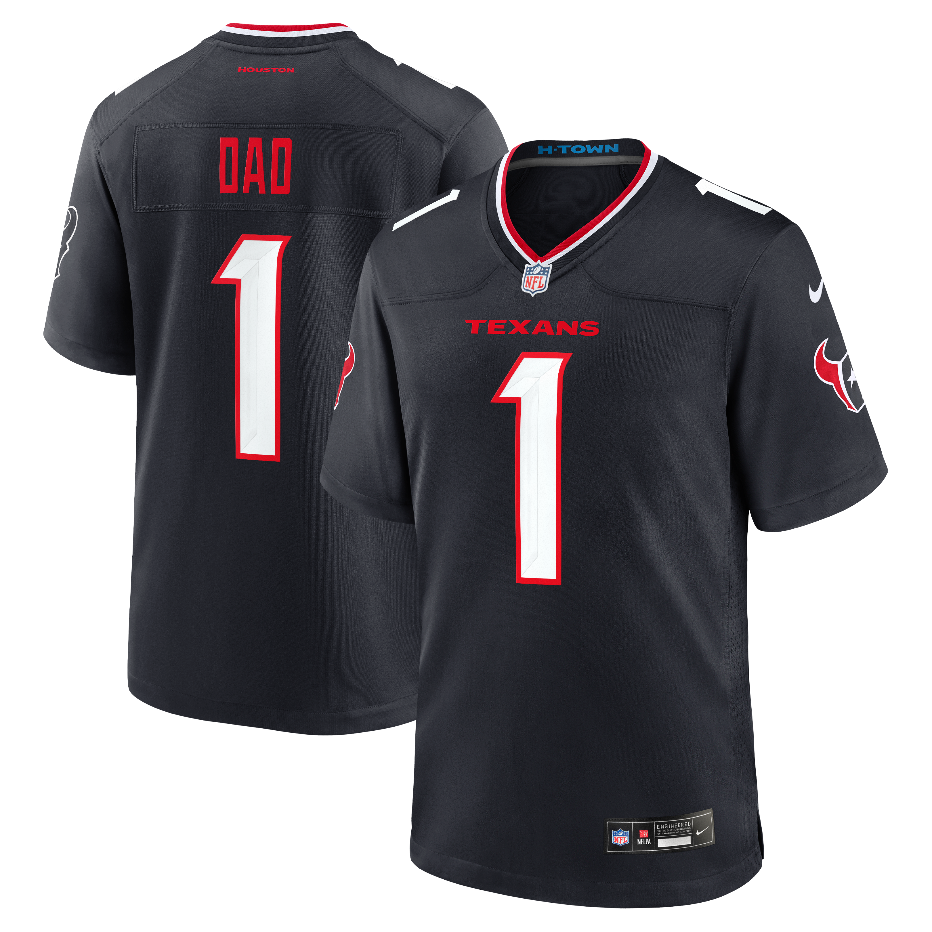 Houston Texans #1 Dad Game Jersey Navy