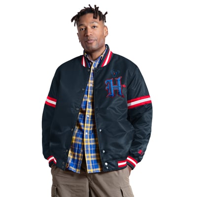 Houston Texans Starter Courtside II Alternate Logo Varsity Full Snap Jacket - Navy