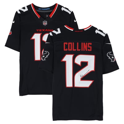 Nico Collins Houston Texans Autographed Fanatics Authentic Navy Nike Limited Jersey