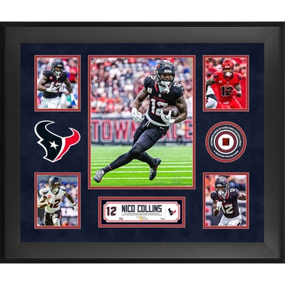 Nico Collins Houston Texans Fanatics Authentic Framed 20" x 24" 5-Photo Collage with a Piece of Game-Used Football - Limited Edition of 500