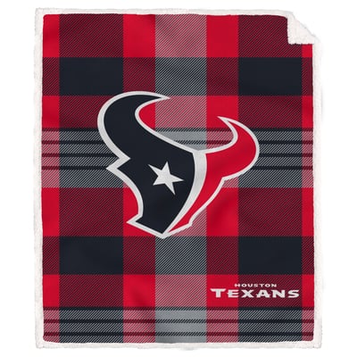 Houston Texans Pegasus Bold Plaid Steel 50" x 60" Ultra Cozy Sherpa Blanket