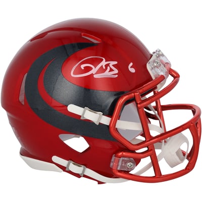 Reed Blankenship Houston Texans Autographed Fanatics Authentic Riddell 2024 Alternate #1 Red Speed Mini Helmet