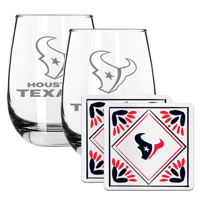 Houston Texans The Memory Company 15oz. Stemless Wine Glass & Coaster Set