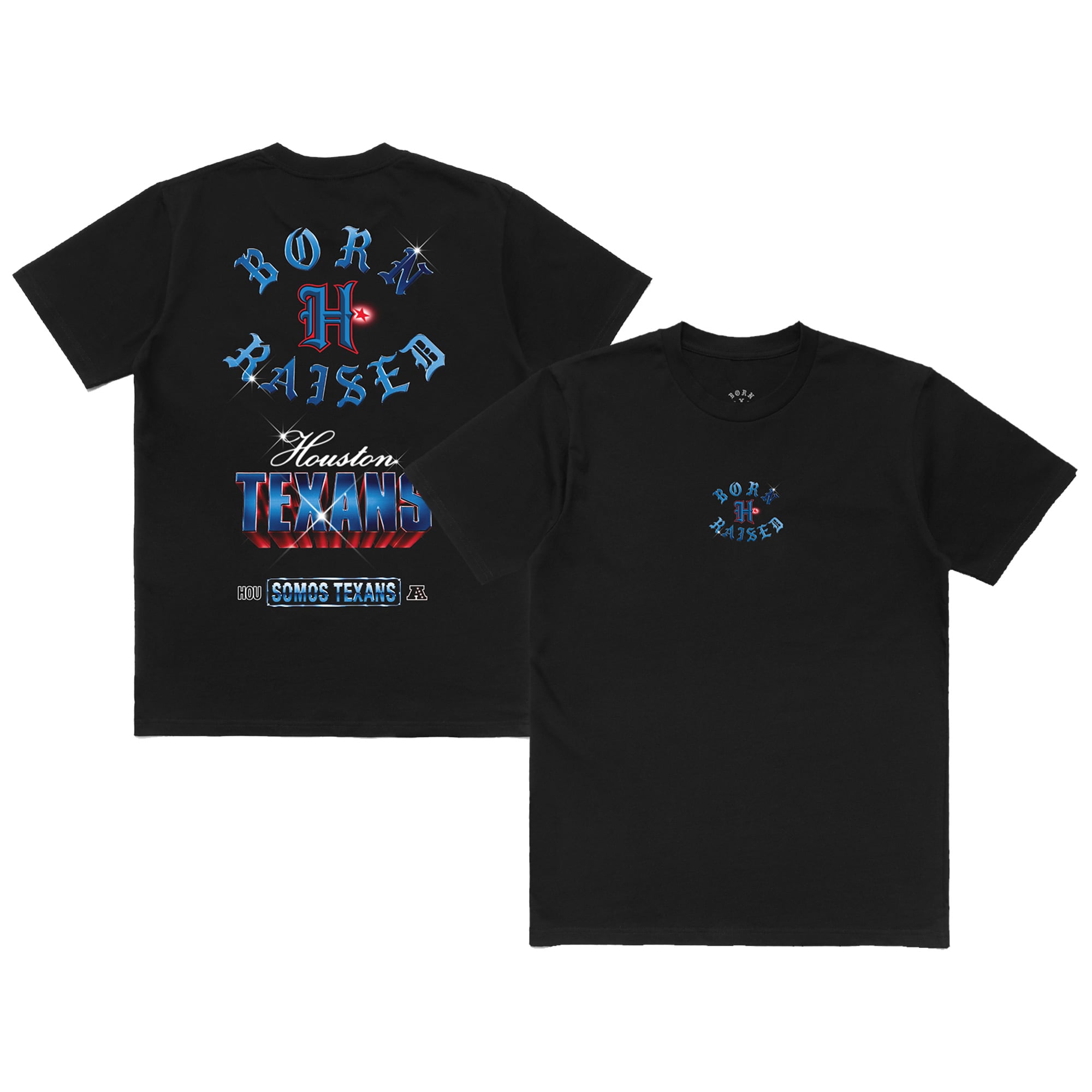 Unisex Born x Raised Black Houston Texans Chrome Rocker T-Shirt