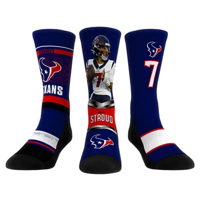 C.J. Stroud Houston Texans Rock Em Unisex 3-Pack Crew Sock Set - Blue