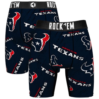  Houston Texans Rock Em Unisex Throwback Logo Allover Boxer Briefs - Navy