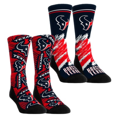  Houston Texans Rock Em Unisex Throwback Two-Pack Crew Socks Set - Navy