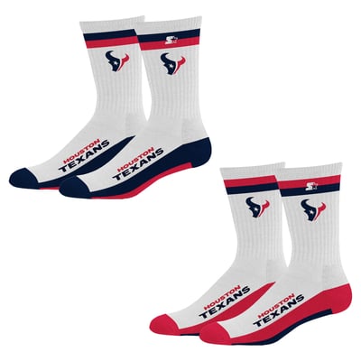  Houston Texans Starter Unisex Two-Pack Stripe Top End Crew Socks