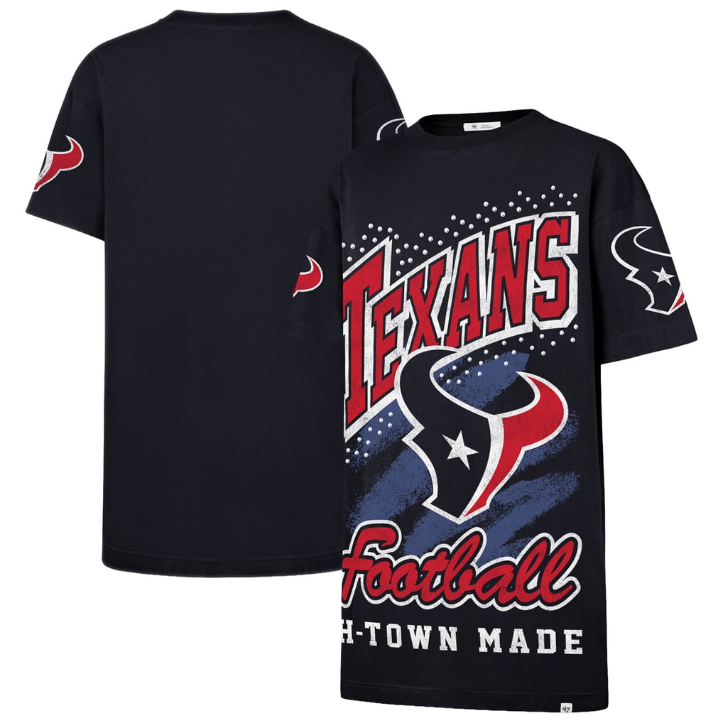 Women's Houston Texans '47 Navy Oversized Gemstone Swash T-Shirt Dress
