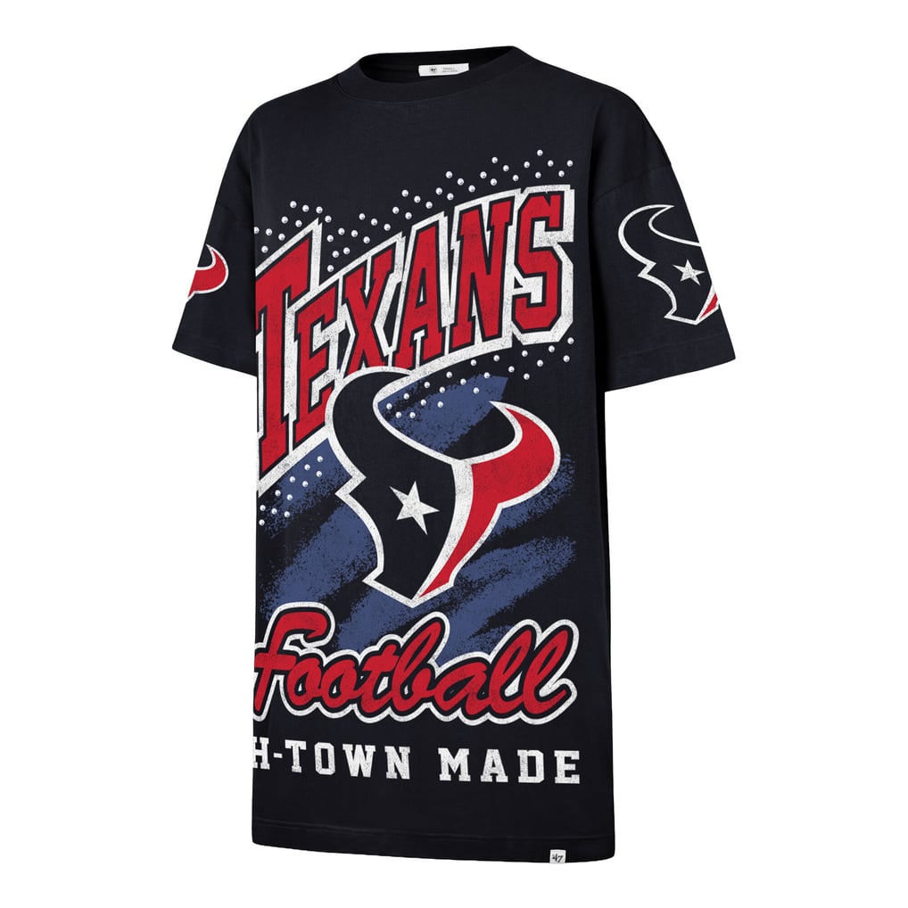 houston texans jersey dress Women's '47 Navy Oversized Gemstone Swash T-Shirt cost:16