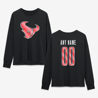 Houston Texans Women's Forged Mascot Personalized Name & Number Long Sleeve T-Shirt - Black