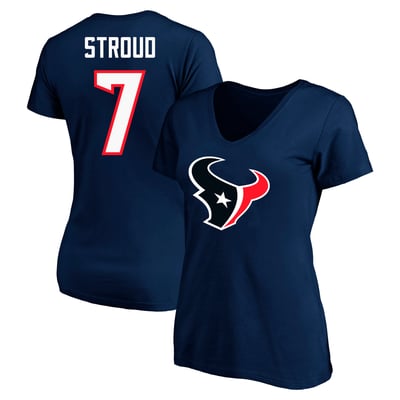 C.J. Stroud Houston Texans Women's Plus Size Fair Catch Name & Number Scoop Neck T-Shirt - Navy