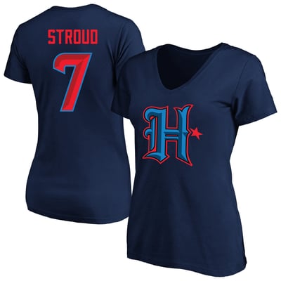C.J. Stroud Houston Texans Women's Plus Size Fair Catch Name & Number Scoop Neck T-Shirt - Navy