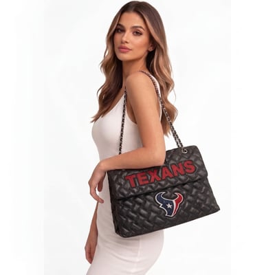 Houston Texans Cuce Women's Vegan Leather Oversized Tote Bag - Black