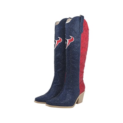  Houston Texans FABGATING by Cuce Women's Two-Tone Crystal Cowboy Boot - Navy
