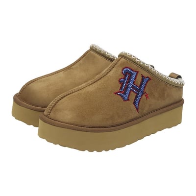  Houston Texans FABGATING by Cuce Women's Chestnut Slip On Boots with Crystal Logo - Tan