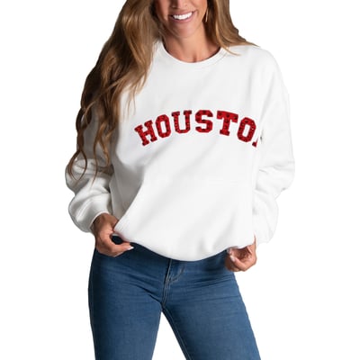 Houston Texans FABGATING by Cuce Women's Chenille Jeweled Sweatshirt - White