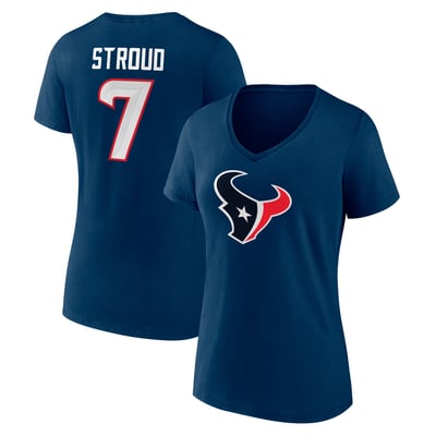 C.J. Stroud Houston Texans Fanatics Women's Icon Player Name & Number V-Neck T-Shirt - Navy