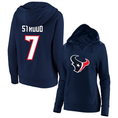 C.J. Stroud Houston Texans Fanatics Women's Plus Size Player Name & Number Notch Neck Hoodie - Navy