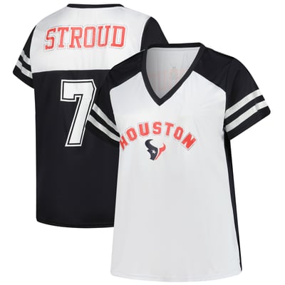 C.J. Stroud Houston Texans Fanatics Women's Plus Size Bling V-Neck T-Shirt - White