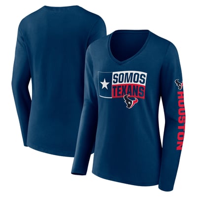 Houston Texans Fanatics Hometown Sweep Long Sleeve V-Neck T-Shirt - Navy