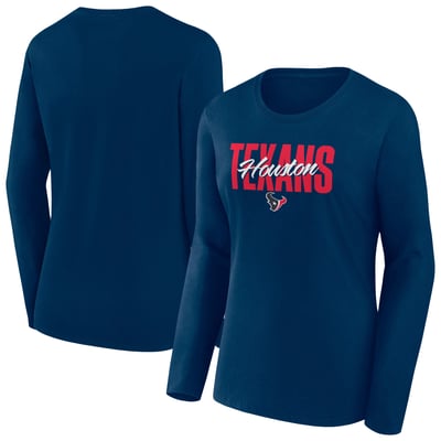 Houston Texans Fanatics Women's Long Sleeve Scoop Neck T-Shirt  - Navy