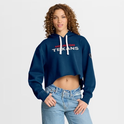 Houston Texans Fanatics Women's Oversized Heritage Cropped Hoodie - Navy