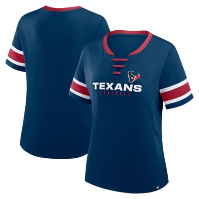 Houston Texans Fanatics Women's Redzone Draw Play Athena Lace-Up T-Shirt - Navy