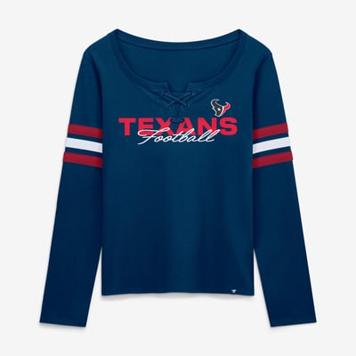  Houston Texans Fanatics Women's Team First Coverage Scheme Lace-Up Long Sleeve T-Shirt - Navy