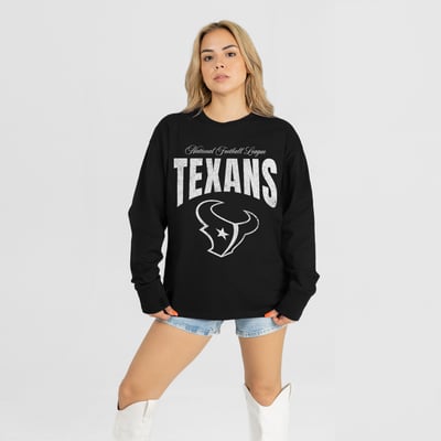 Houston Texans Gameday Couture Women's Bold Ambition Oversized Long Sleeve T-Shirt - Black