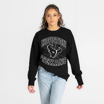 Houston Texans Gameday Couture Women's Spotlight Oversized Long Sleeve T-Shirt - Black