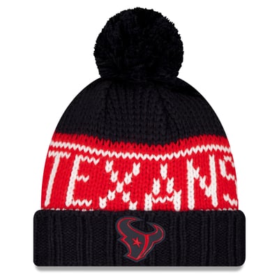 Houston Texans New Era Women's 2026 Sideline Cold Weather  Cuffed Knit Hat with Pom - Navy
