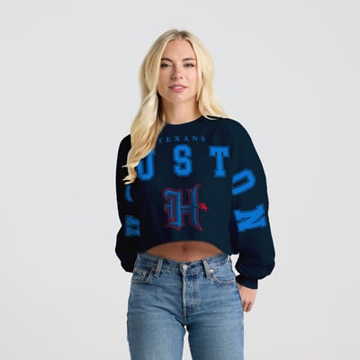 Houston Texans Spirit Jersey Women's Cropped Long Sleeve T-Shirt - Navy