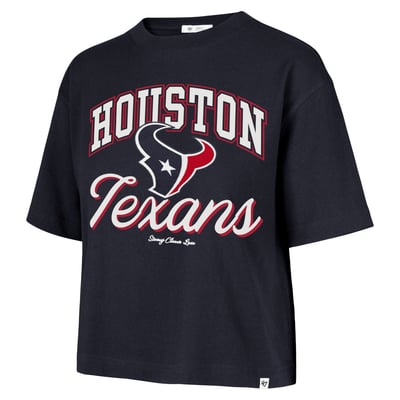 Houston Texans Stoney Clover Lane x '47 Women's Script City Boxy Cropped T-Shirt - Navy