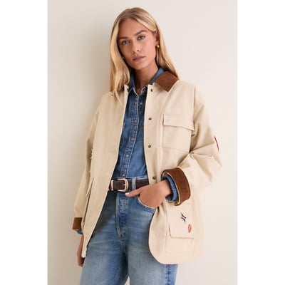 Houston Texans Tuckernuck Women's Full-Snap Barn Jacket - Stone