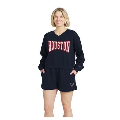 Houston Texans WEAR by Erin Andrews Fleece V-Neck Lounge Set - Navy
