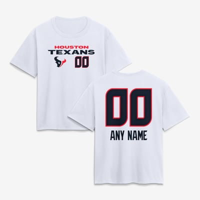 Houston Texans Women's Touchdown Wordmark Personalized Name & Number T-Shirt - White