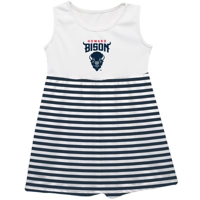 Howard Bison Vive La Fete Girls Toddler Striped Tank Top Dress - Navy