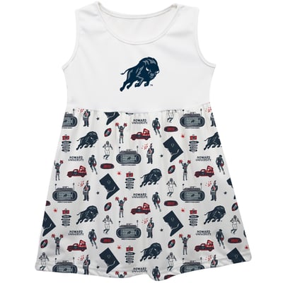  Howard Bison Vive La Fete Girls Toddler Impressions Artwork Tank Top Dress - White