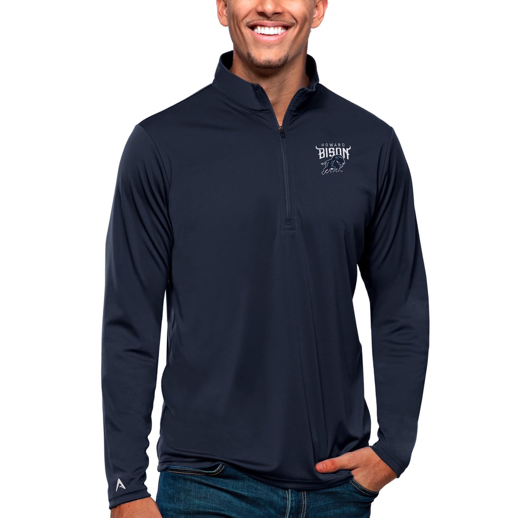Howard Bison Antigua Tribute Quarter-Zip Pullover Top - Navy