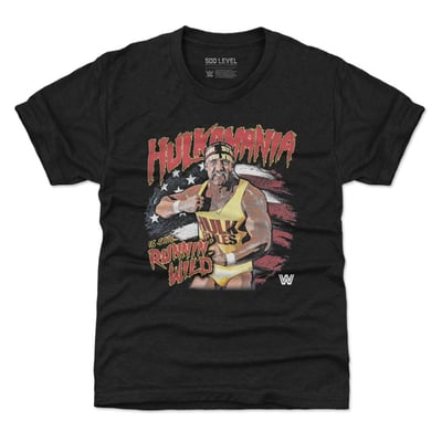Hulk Hogan 500 Level Youth Hulkamania Flag T-Shirt - Black