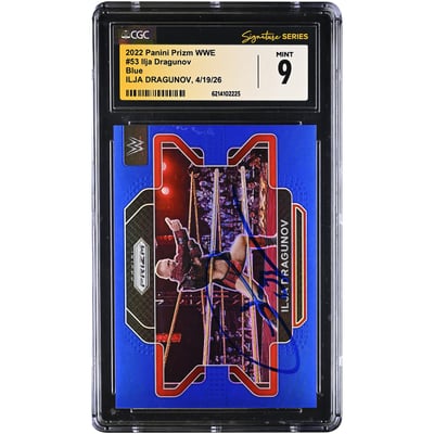 Ilja Dragunov WWE Autographed 2022 Panini Prizm WWE Blue #53 #/199 CGC Fanatics Witnessed Authenticated MINT 9 Card