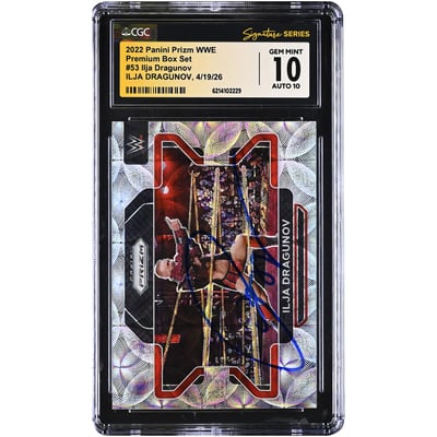 Ilja Dragunov WWE Autographed 2022 Panini Prizm WWE Premium Box Set #53 #/199 CGC Fanatics Witnessed Authenticated 10/10 Card