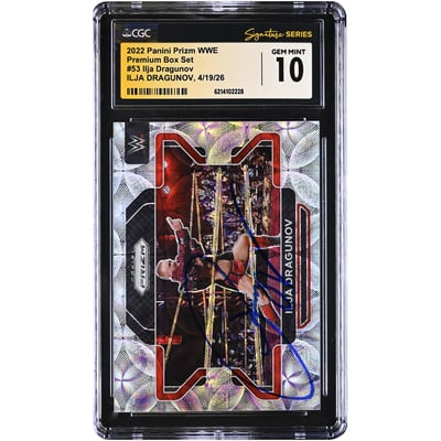 Ilja Dragunov WWE Autographed 2022 Panini Prizm WWE Premium Box Set #53 #/199 CGC Fanatics Witnessed Authenticated GEM MINT 10 Card