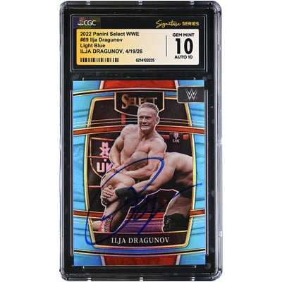 Ilja Dragunov WWE Autographed 2022 Panini Select WWE Light Blue #89 #/299 CGC Fanatics Witnessed Authenticated 10/10 Card