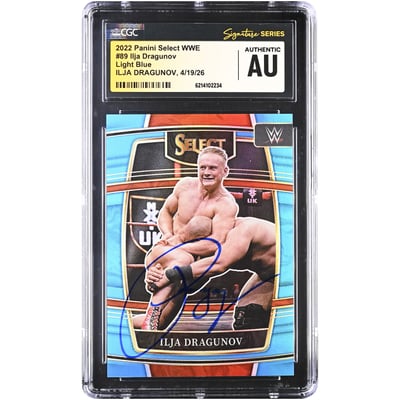 Ilja Dragunov WWE Autographed 2022 Panini Select WWE Light Blue #89 #/299 CGC Fanatics Witnessed Authenticated Card